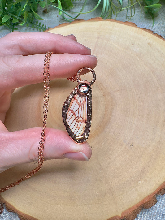 Paper Butterfly Wing and Quartz Necklace