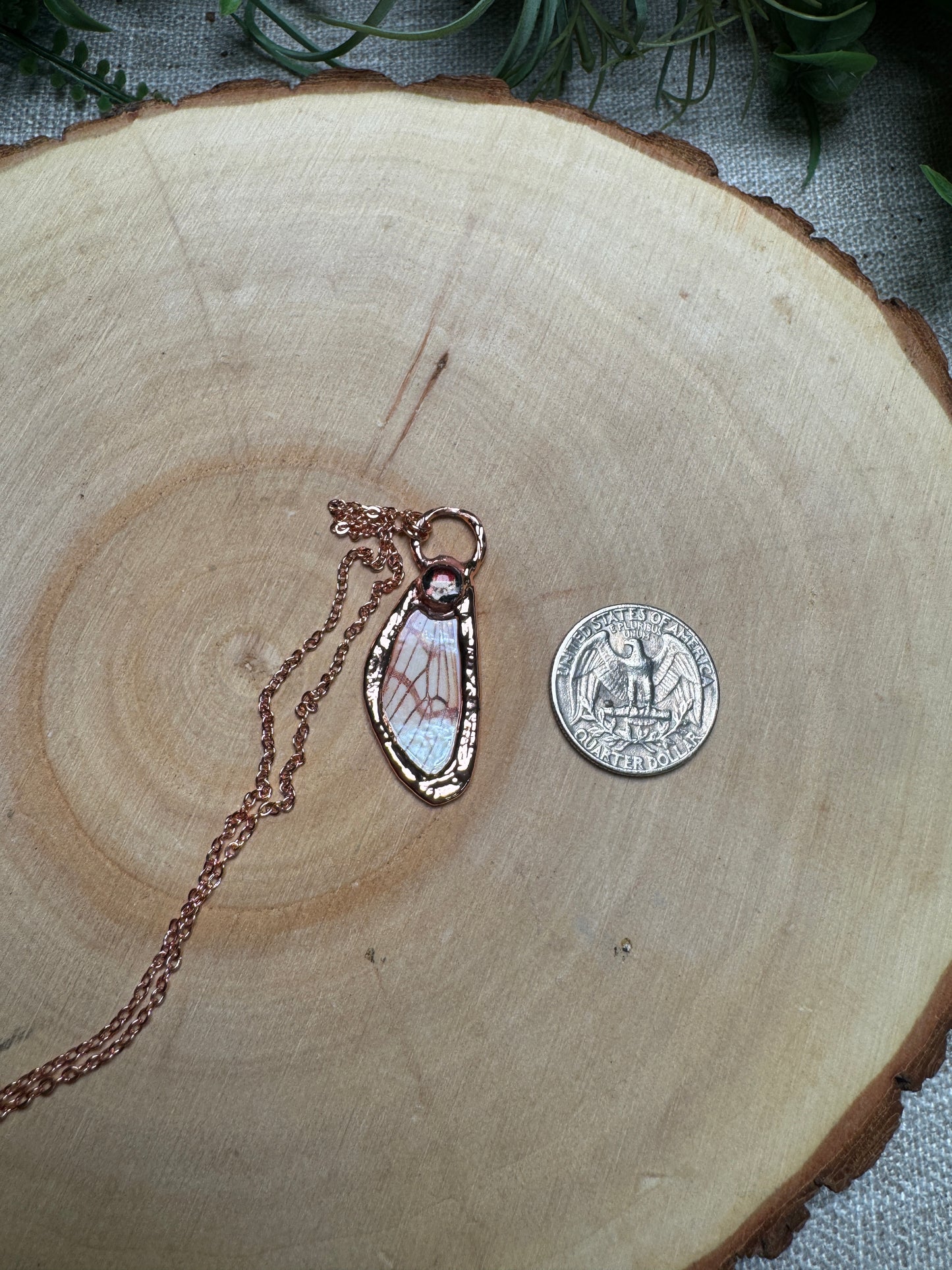 Paper Butterfly Wing and Quartz Necklace