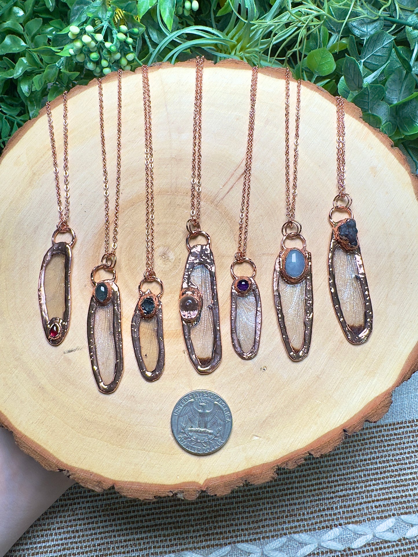 Dragonfly Wing and Rose Quartz Necklace