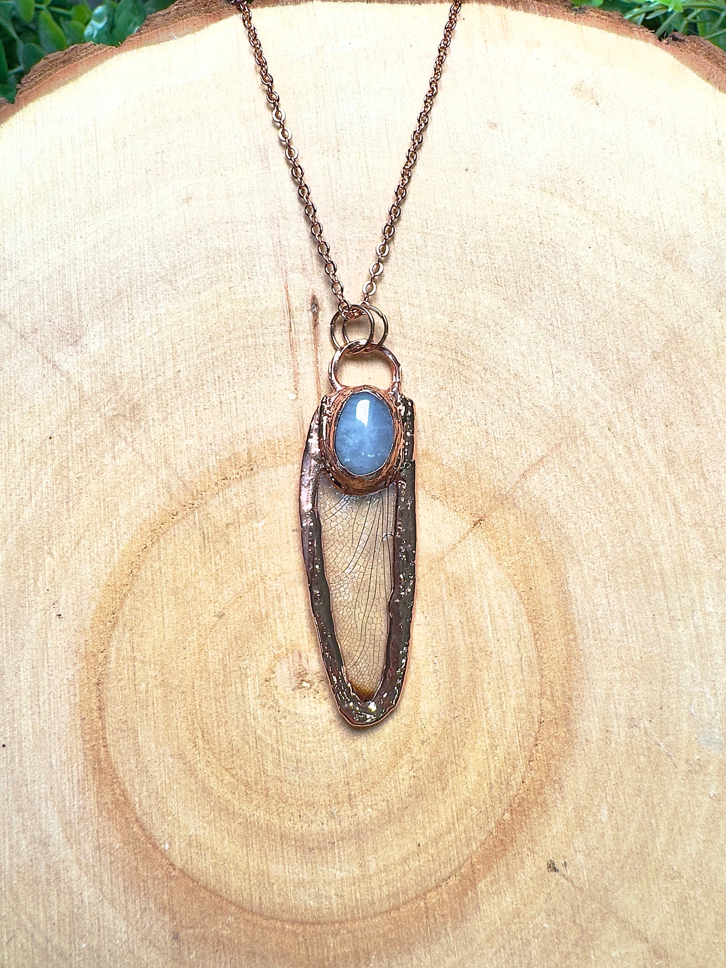 Dragonfly Wing and Rose Quartz Necklace