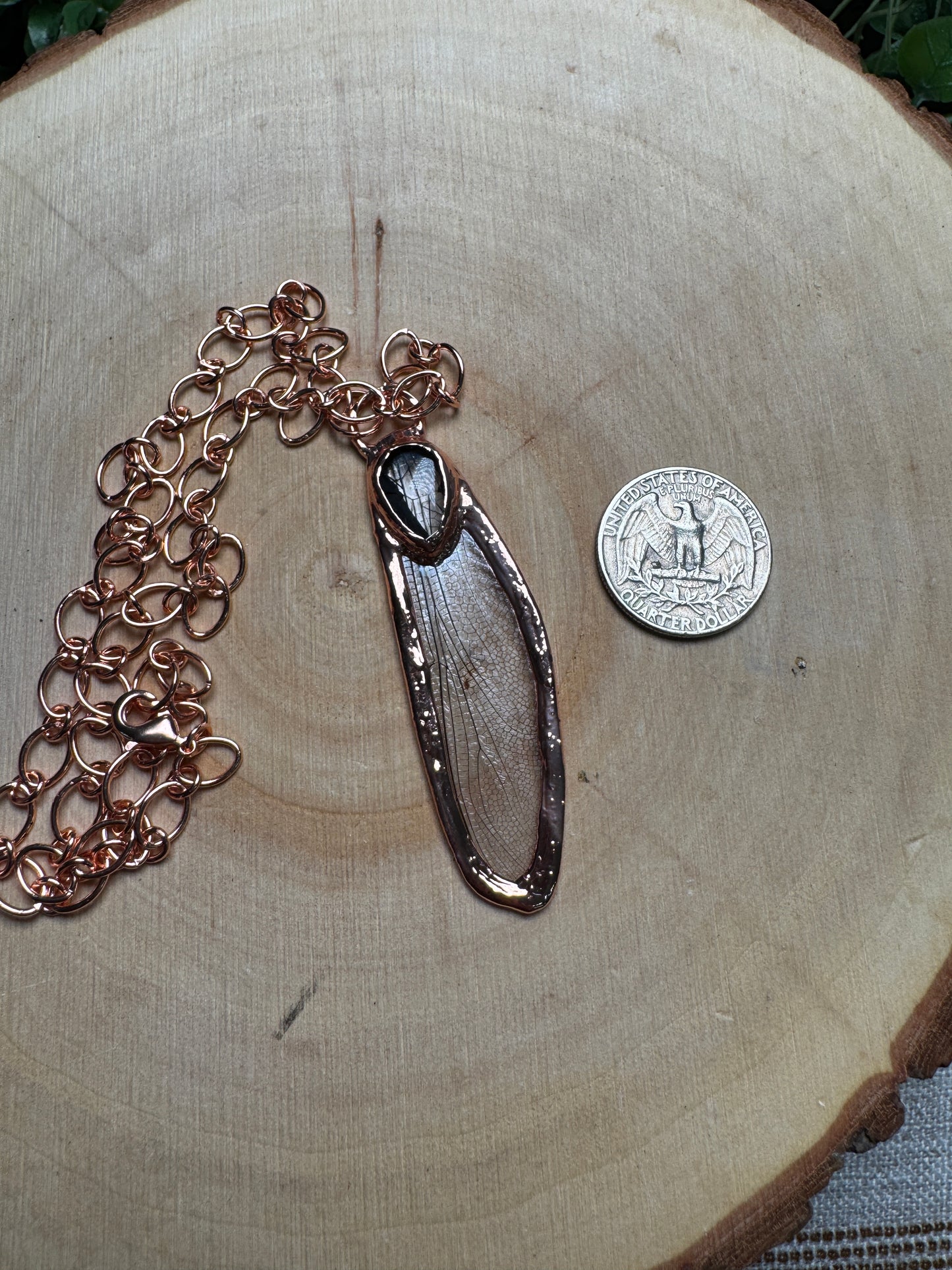 Dragonfly Wing and Clear Quartz Necklace