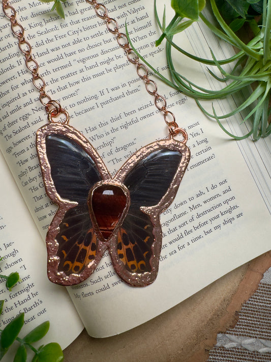 Red Tigers Eye Butterfly Necklace