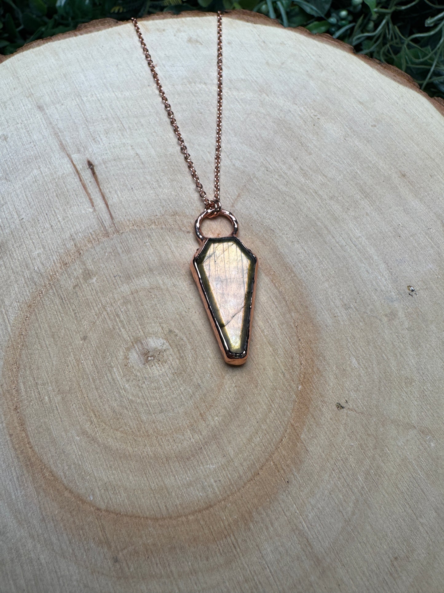 Labradorite Coffin Necklace