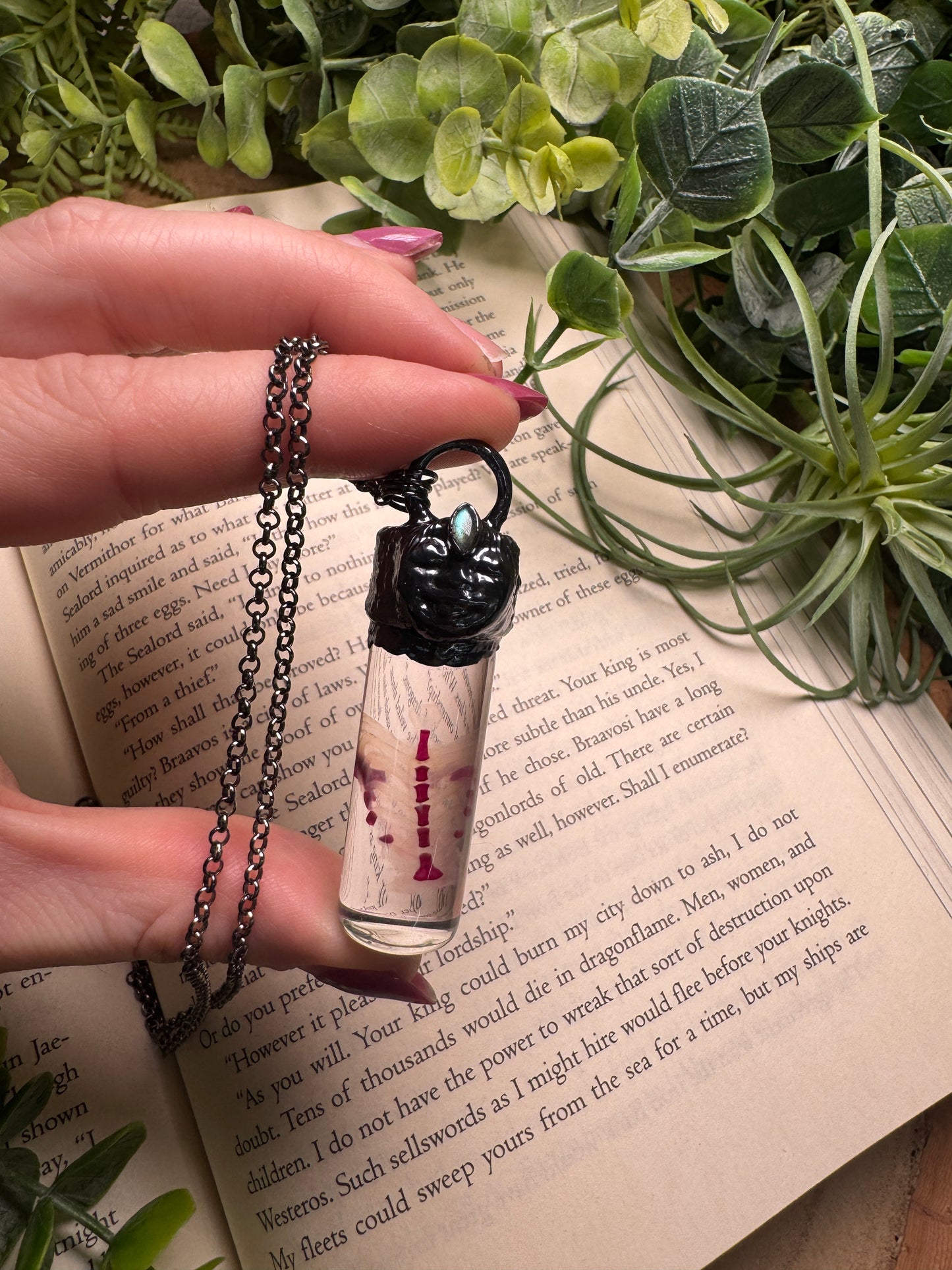 Diaphonized Rat Ribs Wet Specimen with Labradorite Goddess Necklace