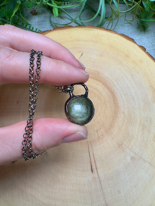 Gold Sheen Obsidian Necklace