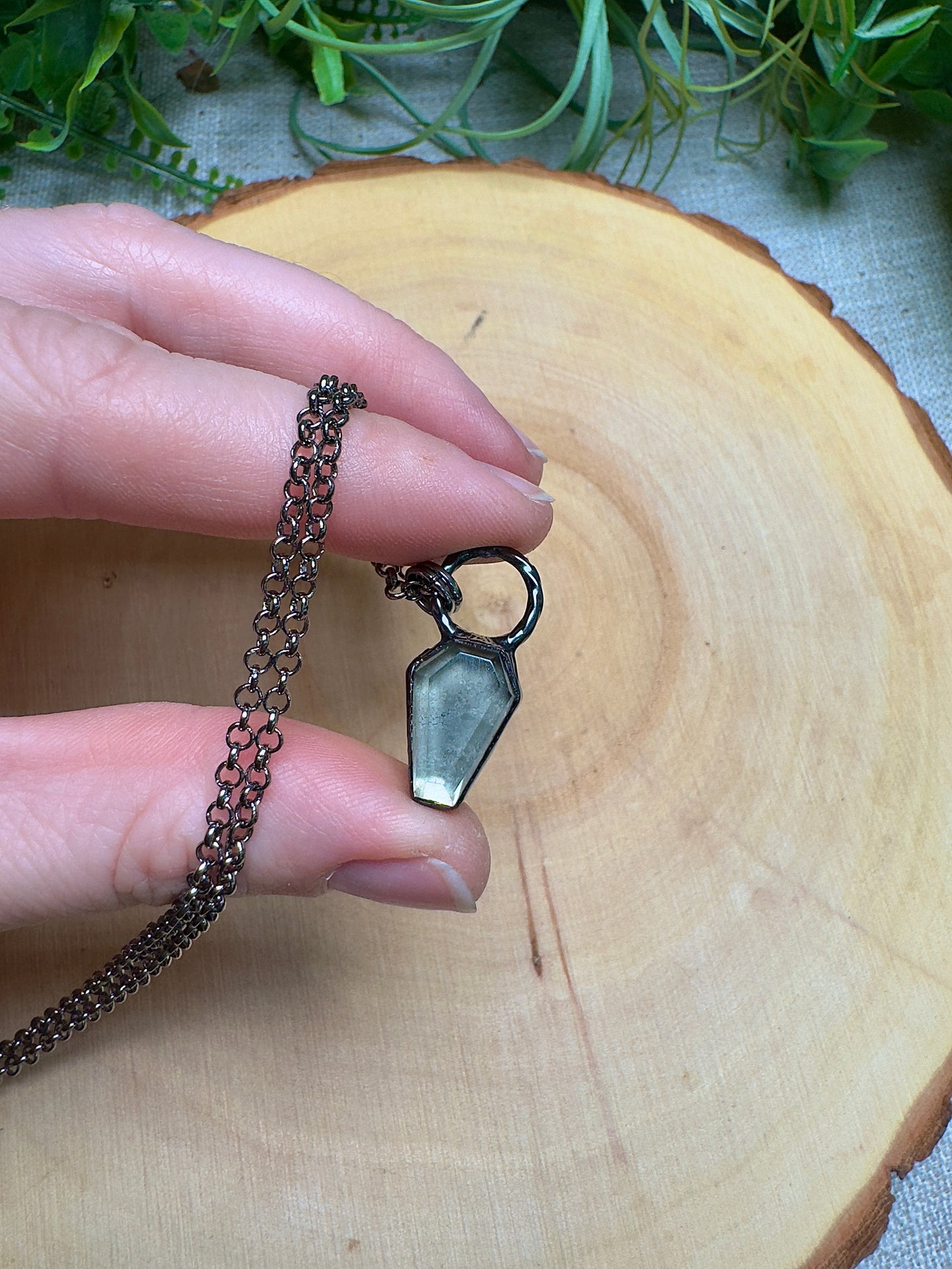 Pyrite Coffin Necklace