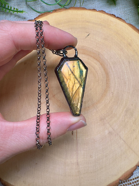 Labradorite Coffin Necklace