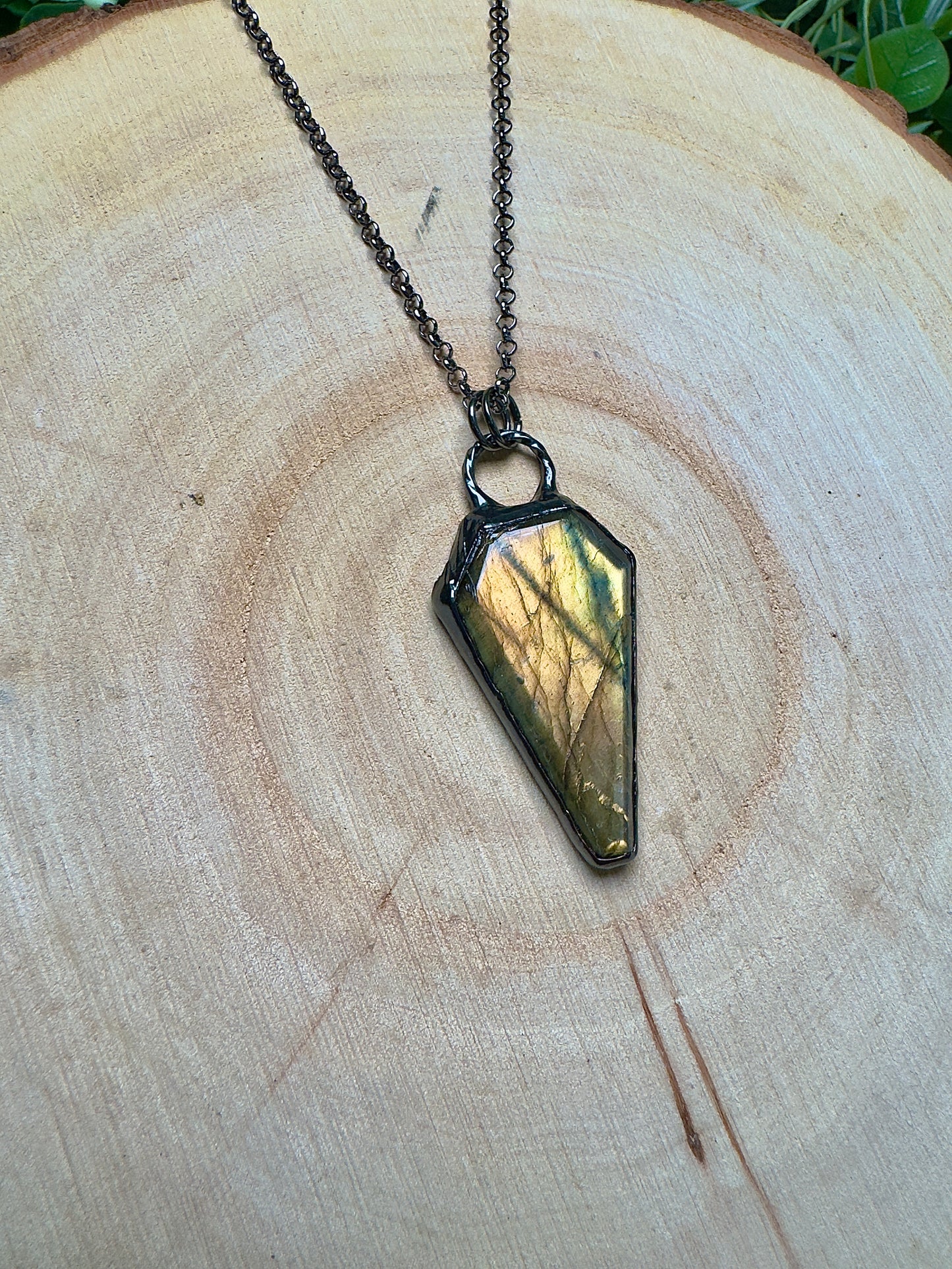 Labradorite Coffin Necklace