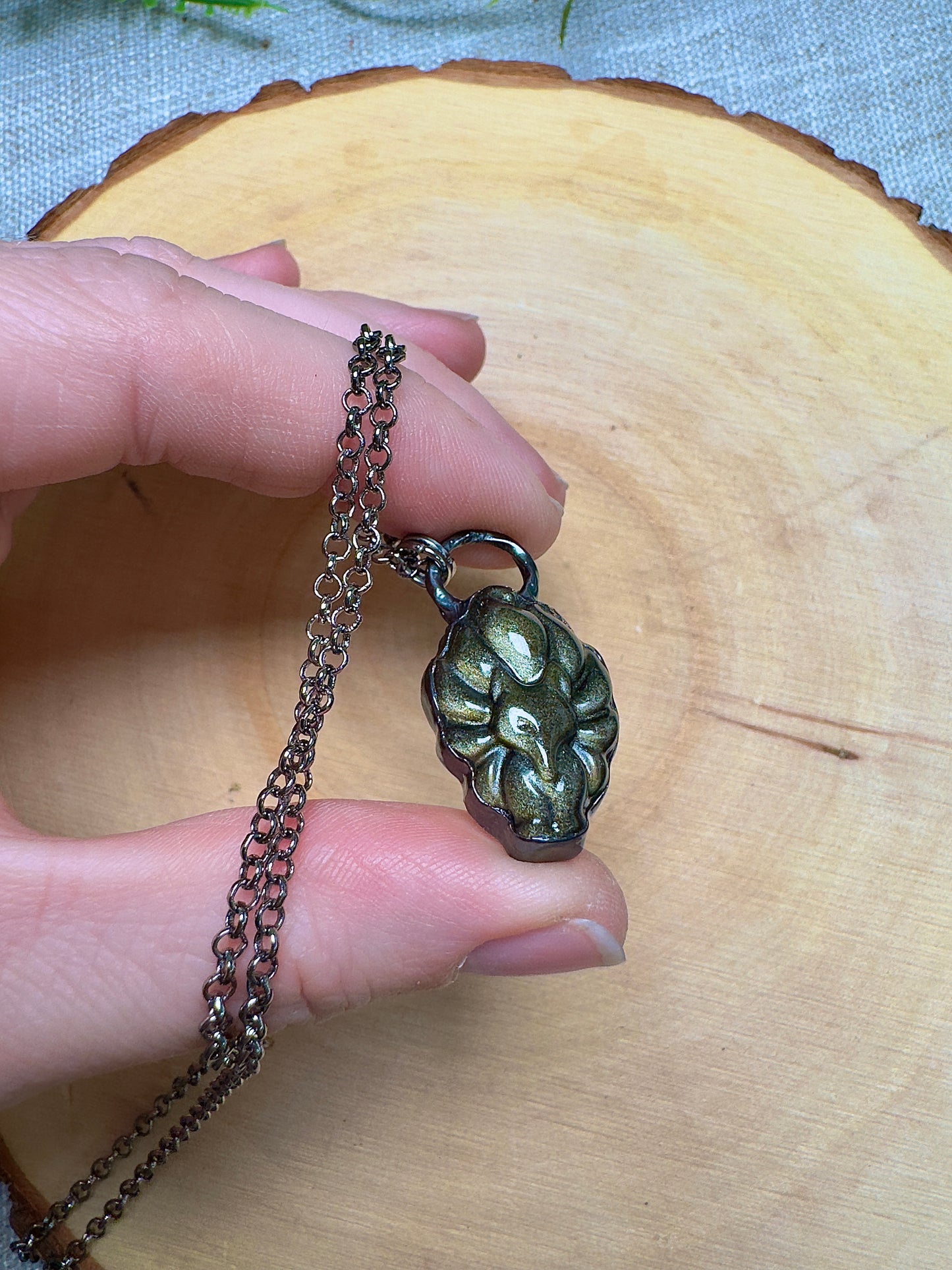 Gold Sheen Obsidian Nine Tailed Fox Necklace