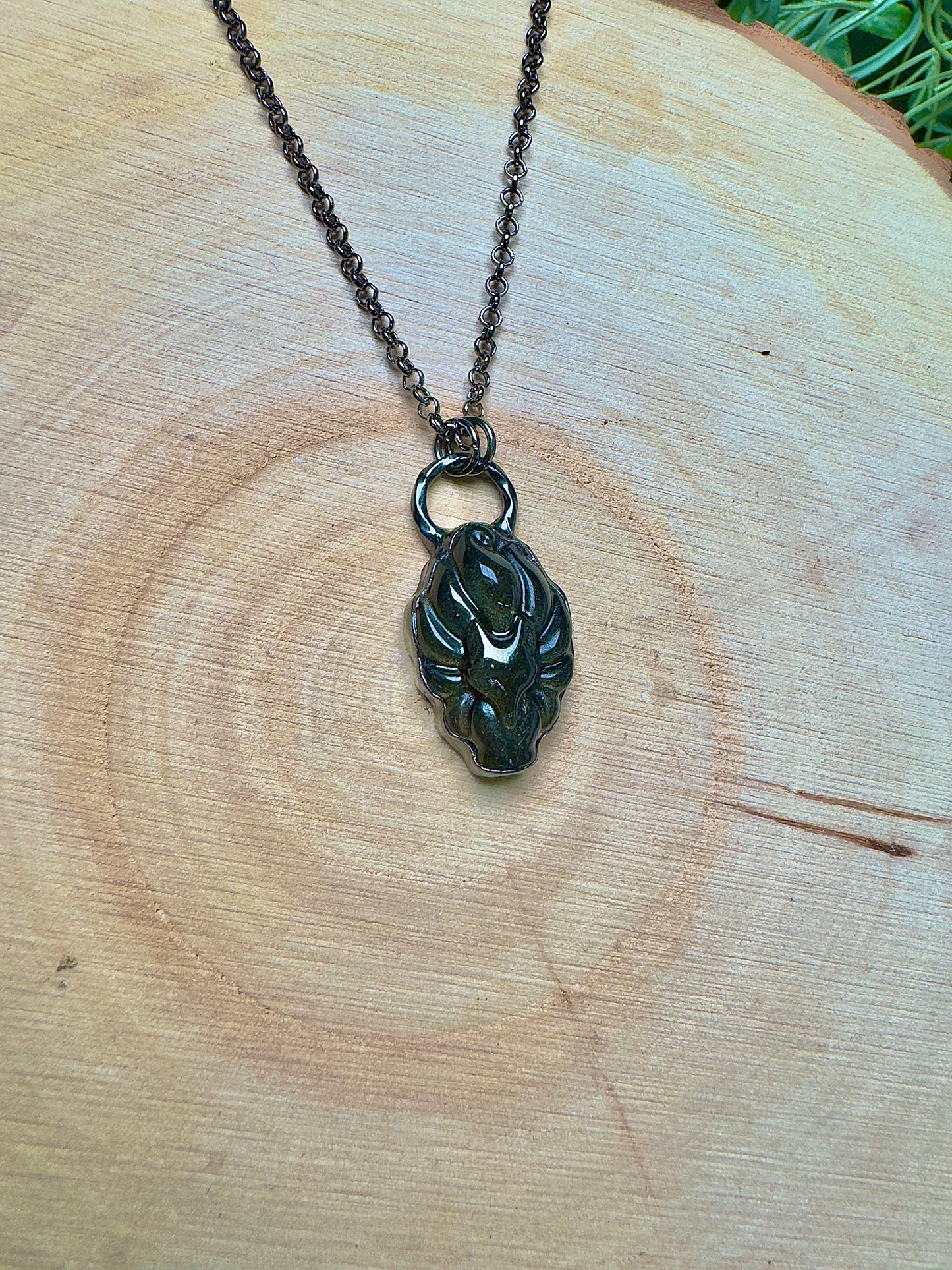 Gold Sheen Obsidian Nine Tailed Fox Necklace