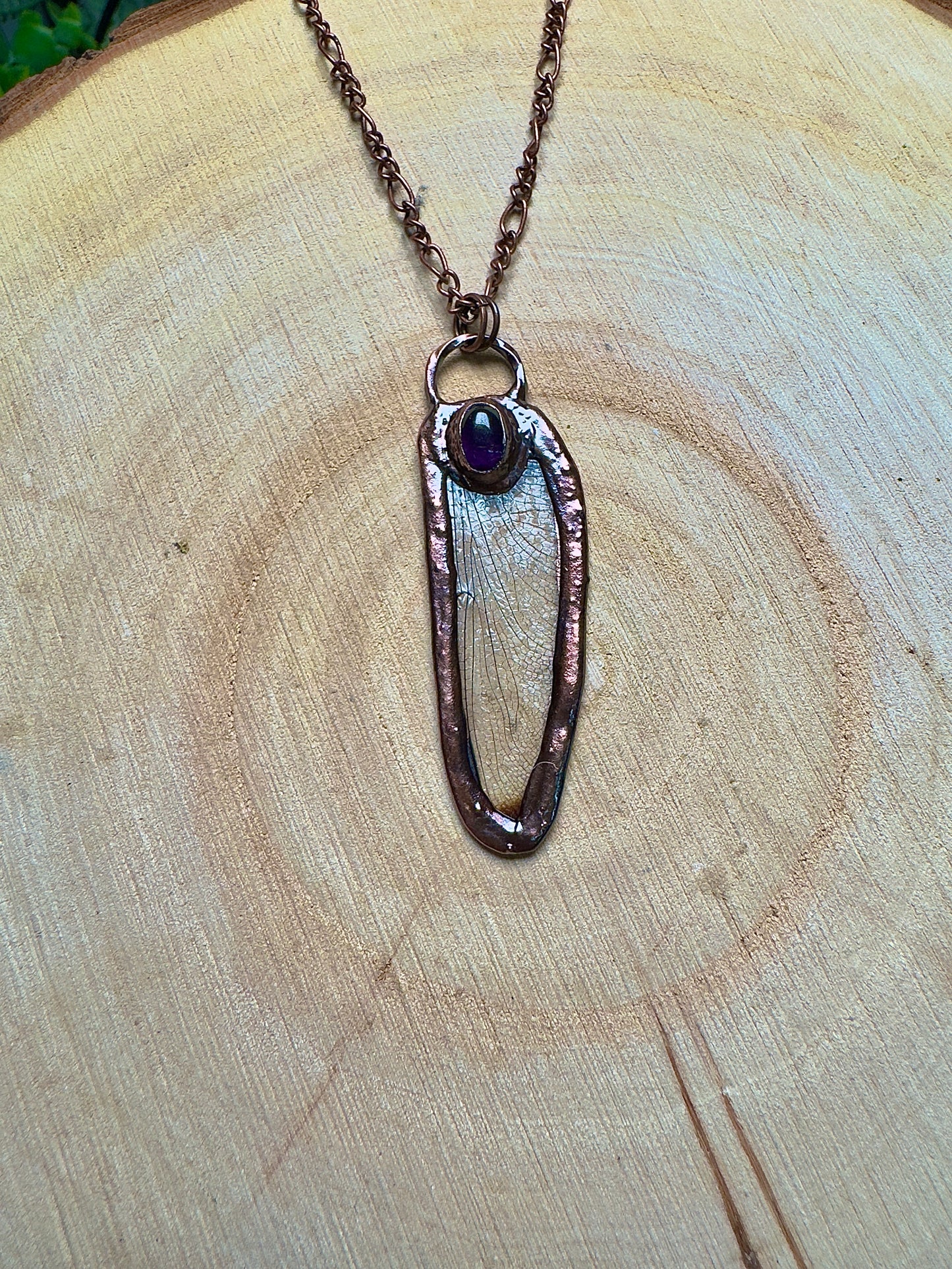 Dragonfly Wing and Amethyst Necklace