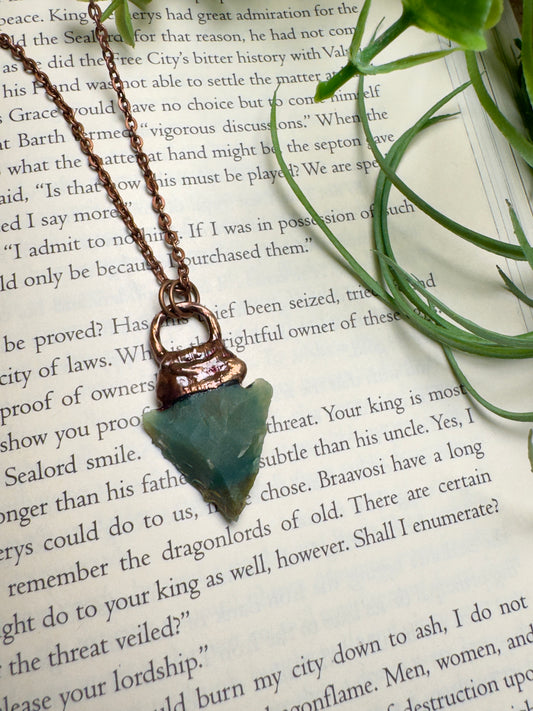 Green Agate Arrowhead Necklace