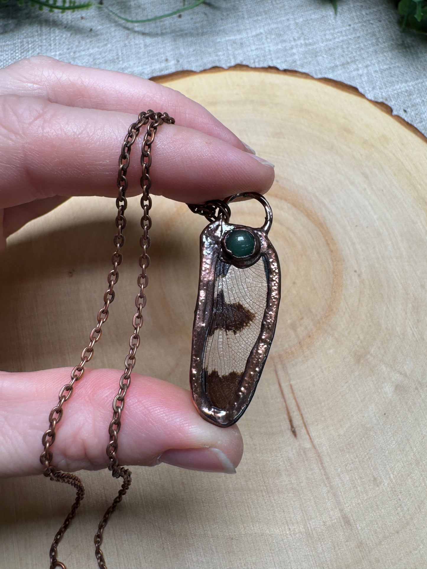 Dragonfly Wing and Green Aventurine Necklace