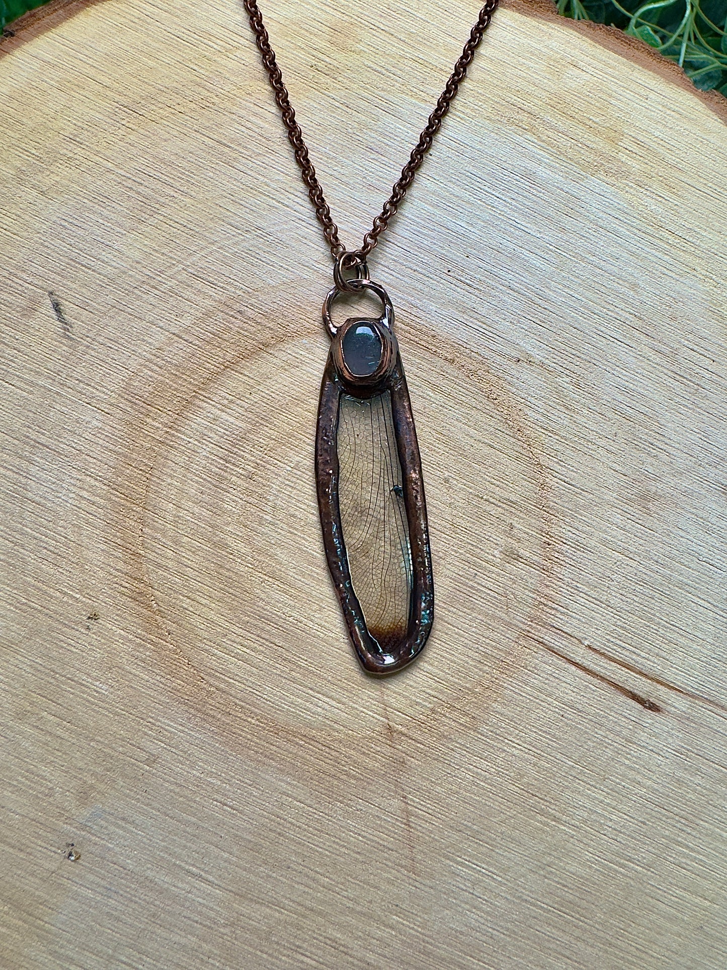 Dragonfly Wing and Rose Quartz Necklace