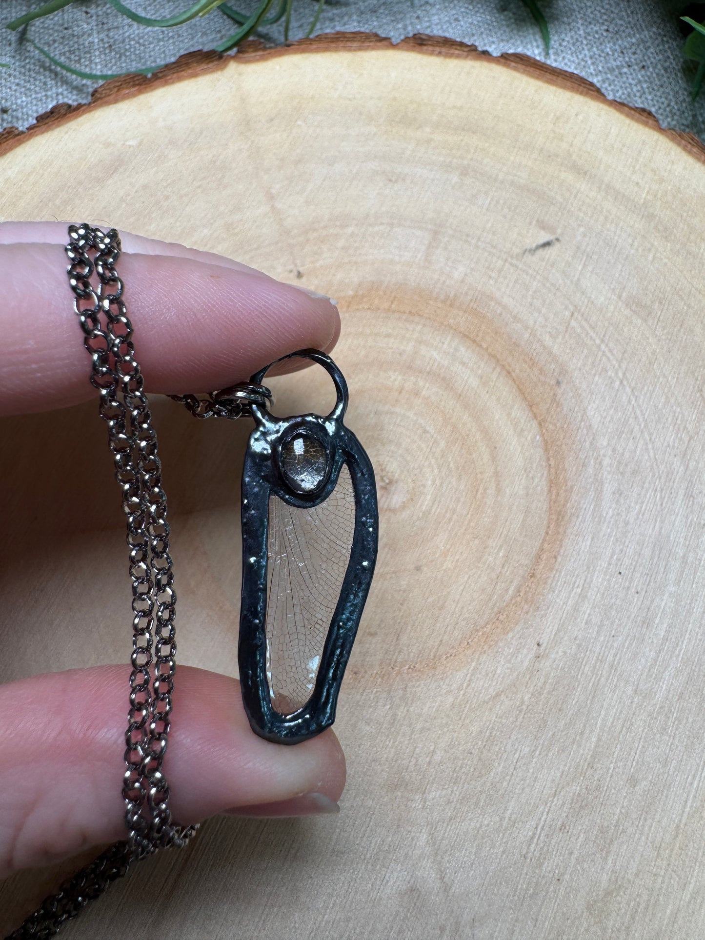 Dragonfly Wing and Opal Necklace