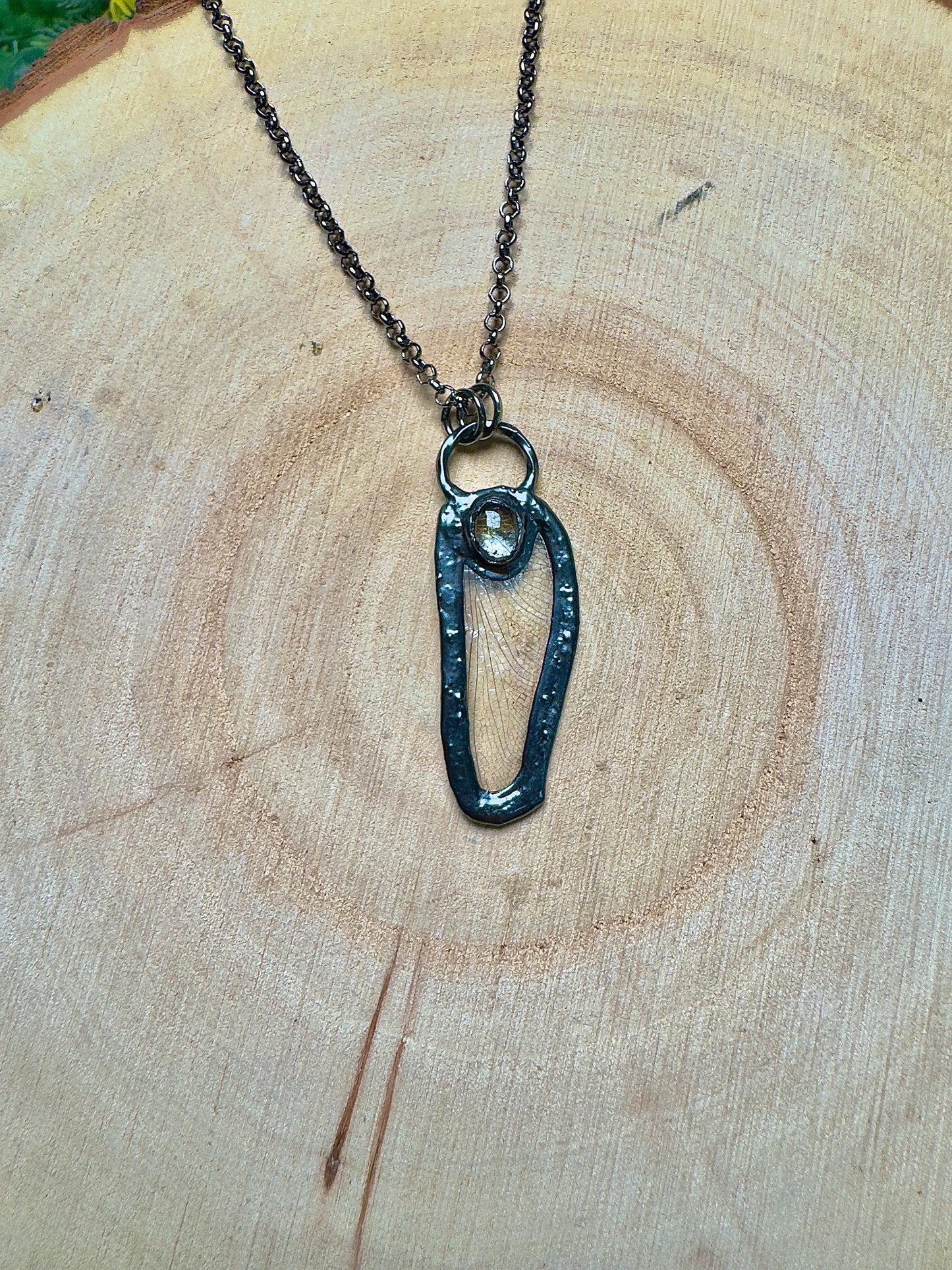 Dragonfly Wing and Opal Necklace