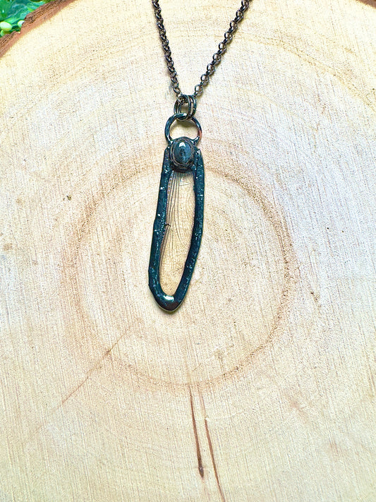 Dragonfly Wing and Larvikite Necklace