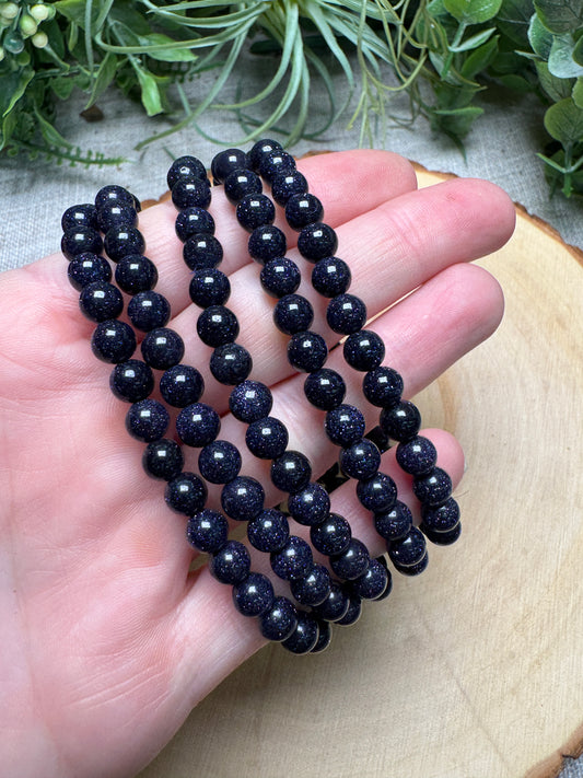 Blue Sandstone 6mm Beaded Bracelet