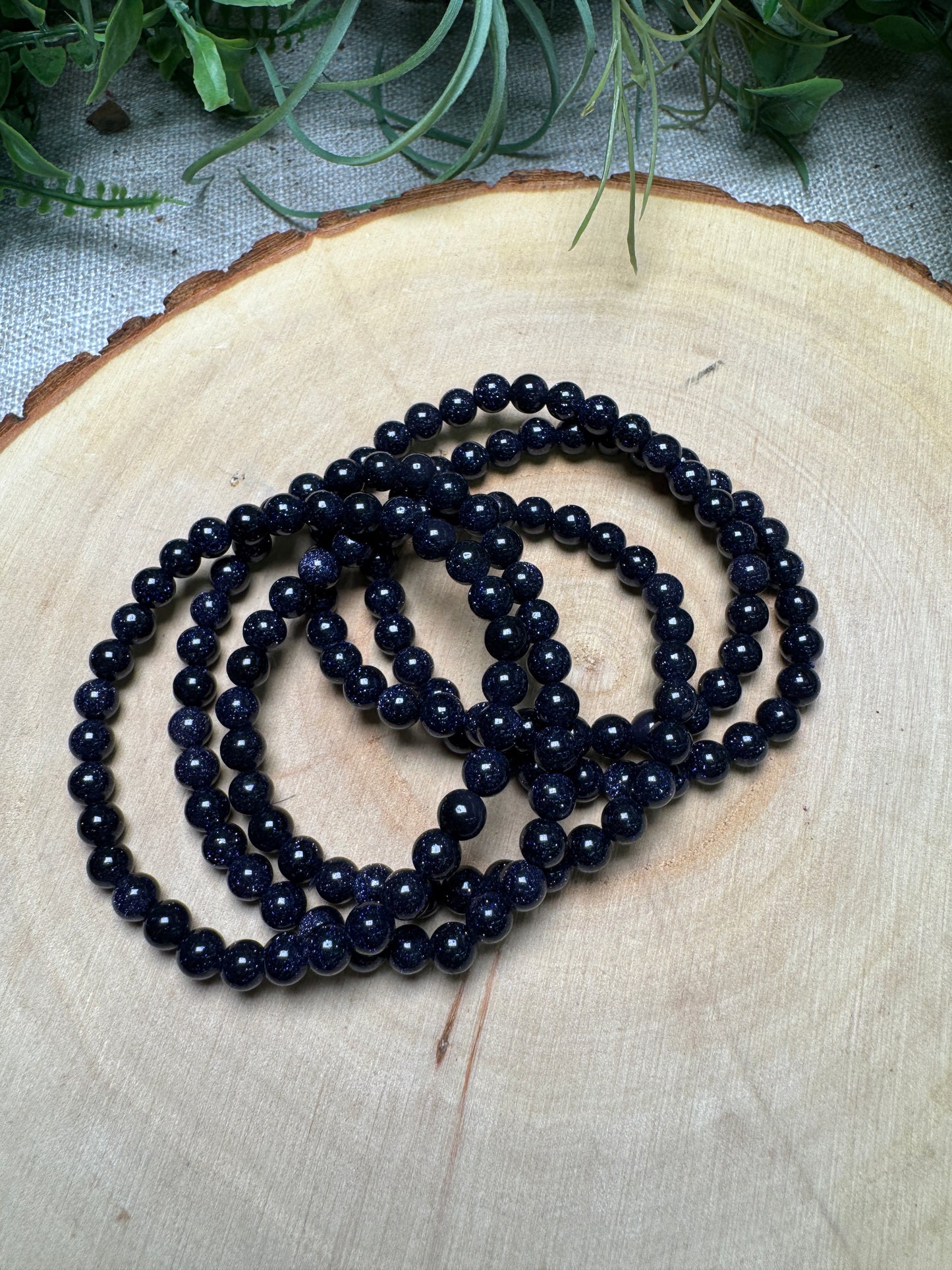 Blue Sandstone 6mm Beaded Bracelet
