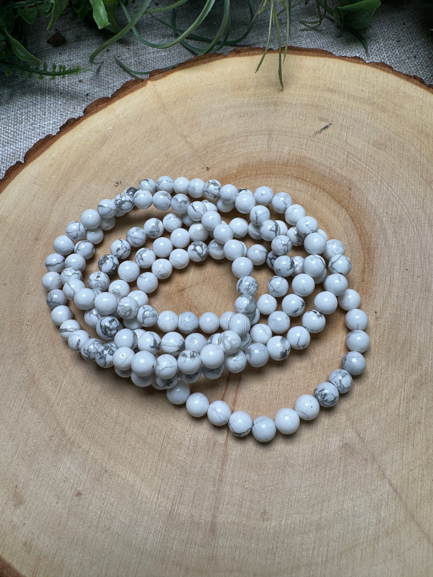 Howlite 6mm Beaded Bracelet