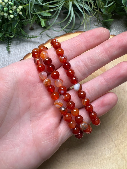 Carnelian 6mm Beaded Bracelet