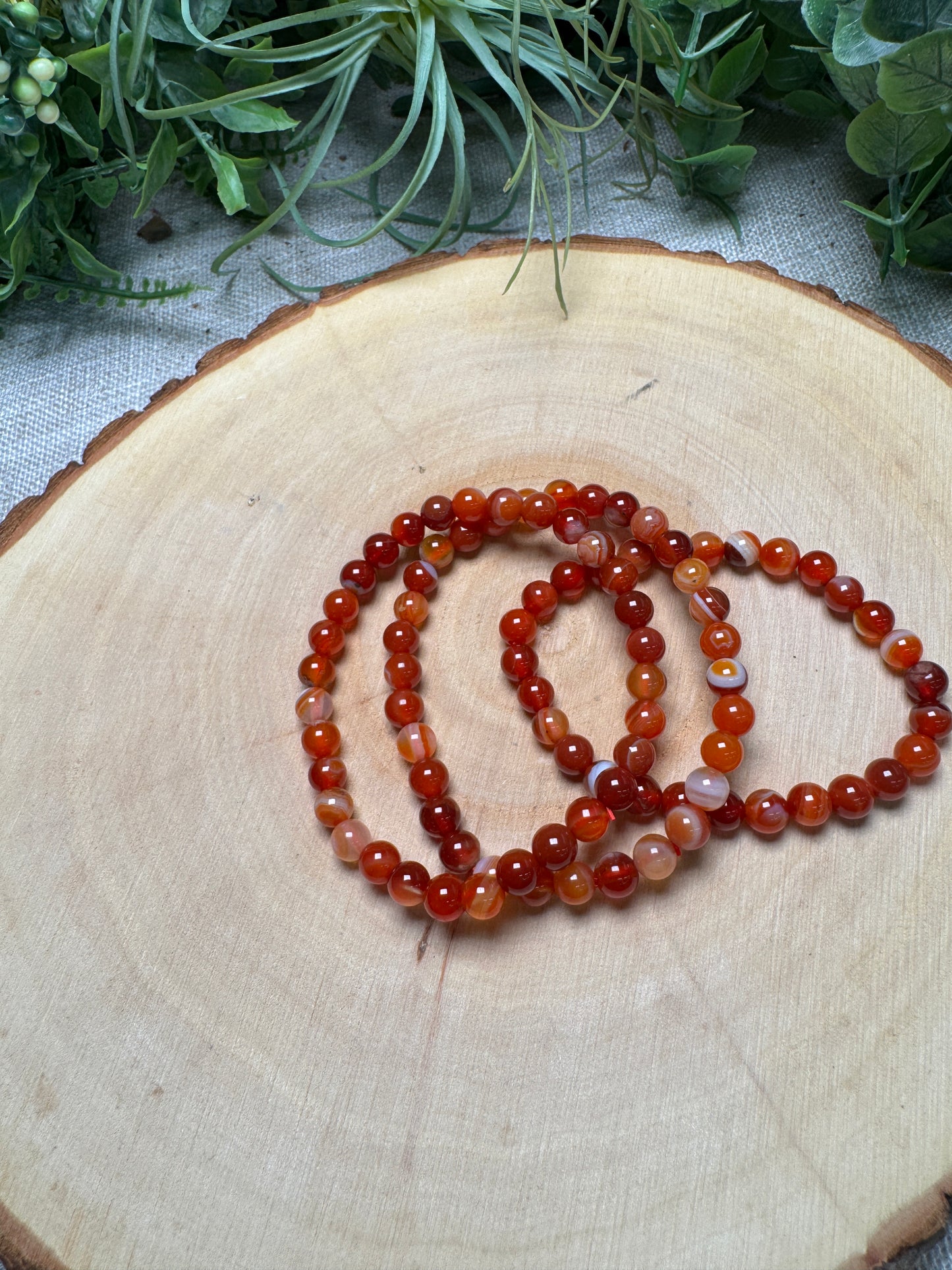 Carnelian 6mm Beaded Bracelet