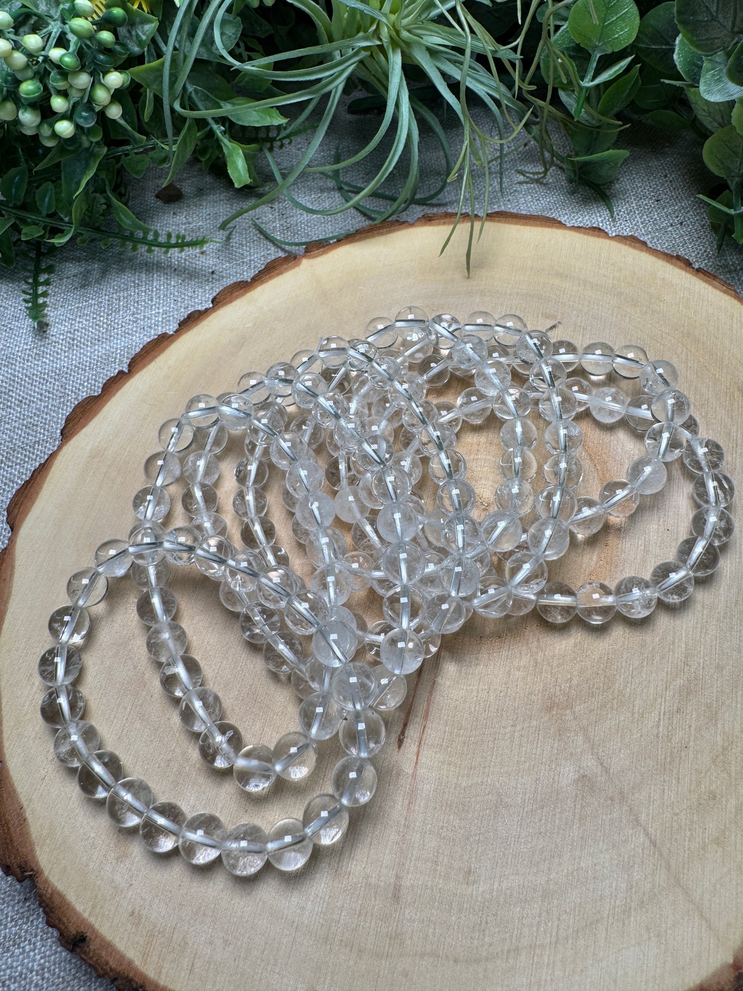 Clear Quartz 8mm Beaded Bracelet
