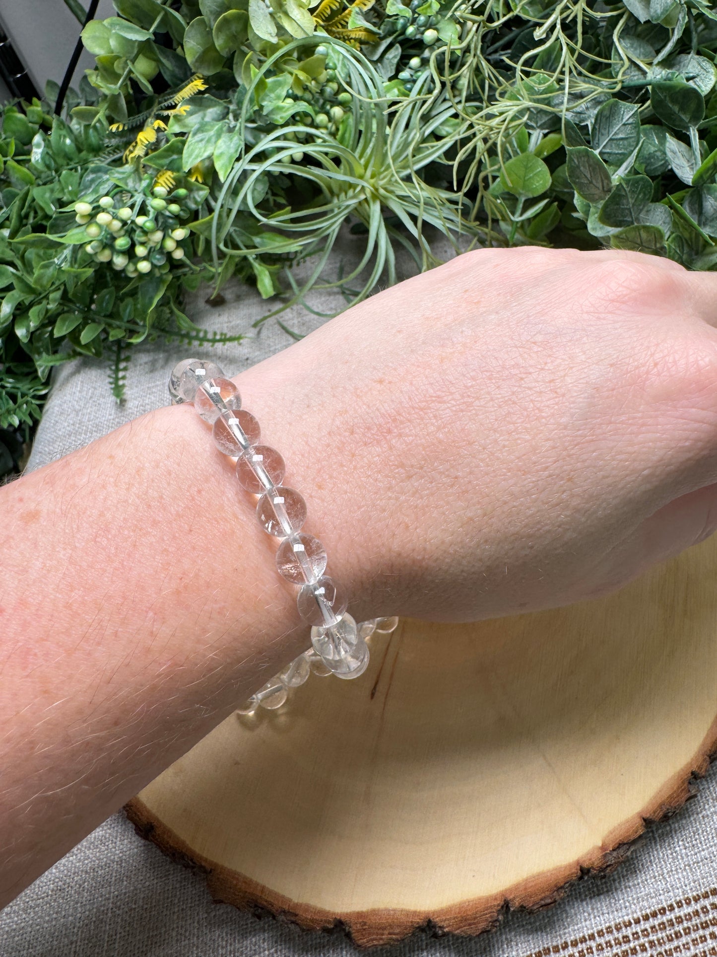 Clear Quartz 8mm Beaded Bracelet