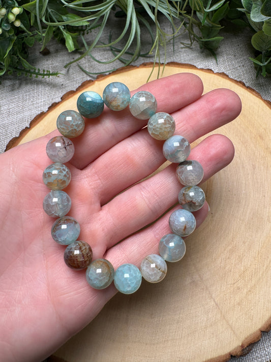Dragon Vein Agate 10mm Beaded Bracelet