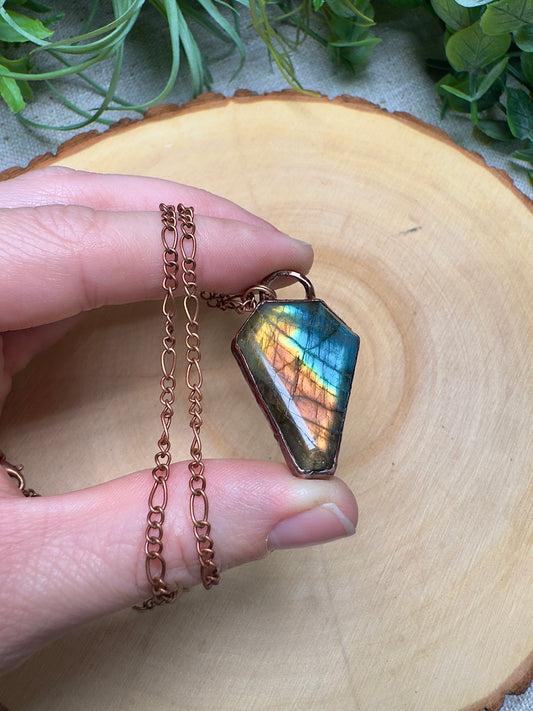 Labradorite Coffin Necklace