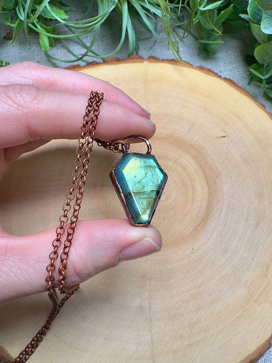 Labradorite Coffin Necklace