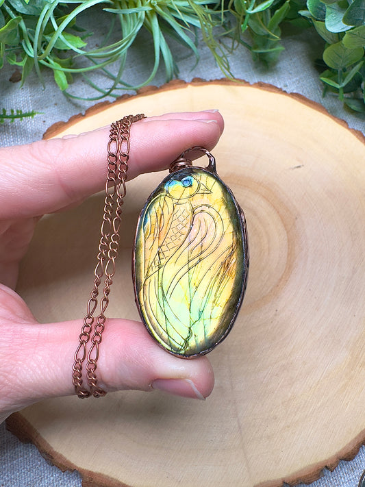 Labradorite Bird Necklace