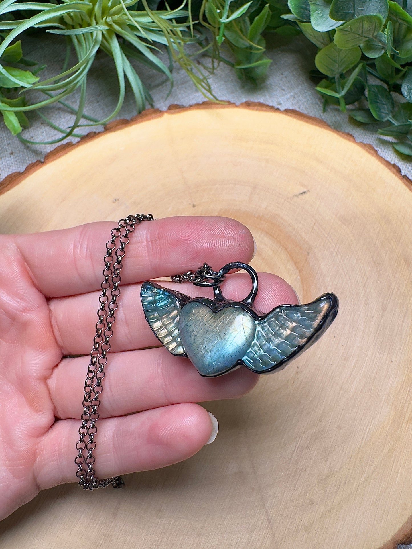 Labradorite Angel Heart Necklace