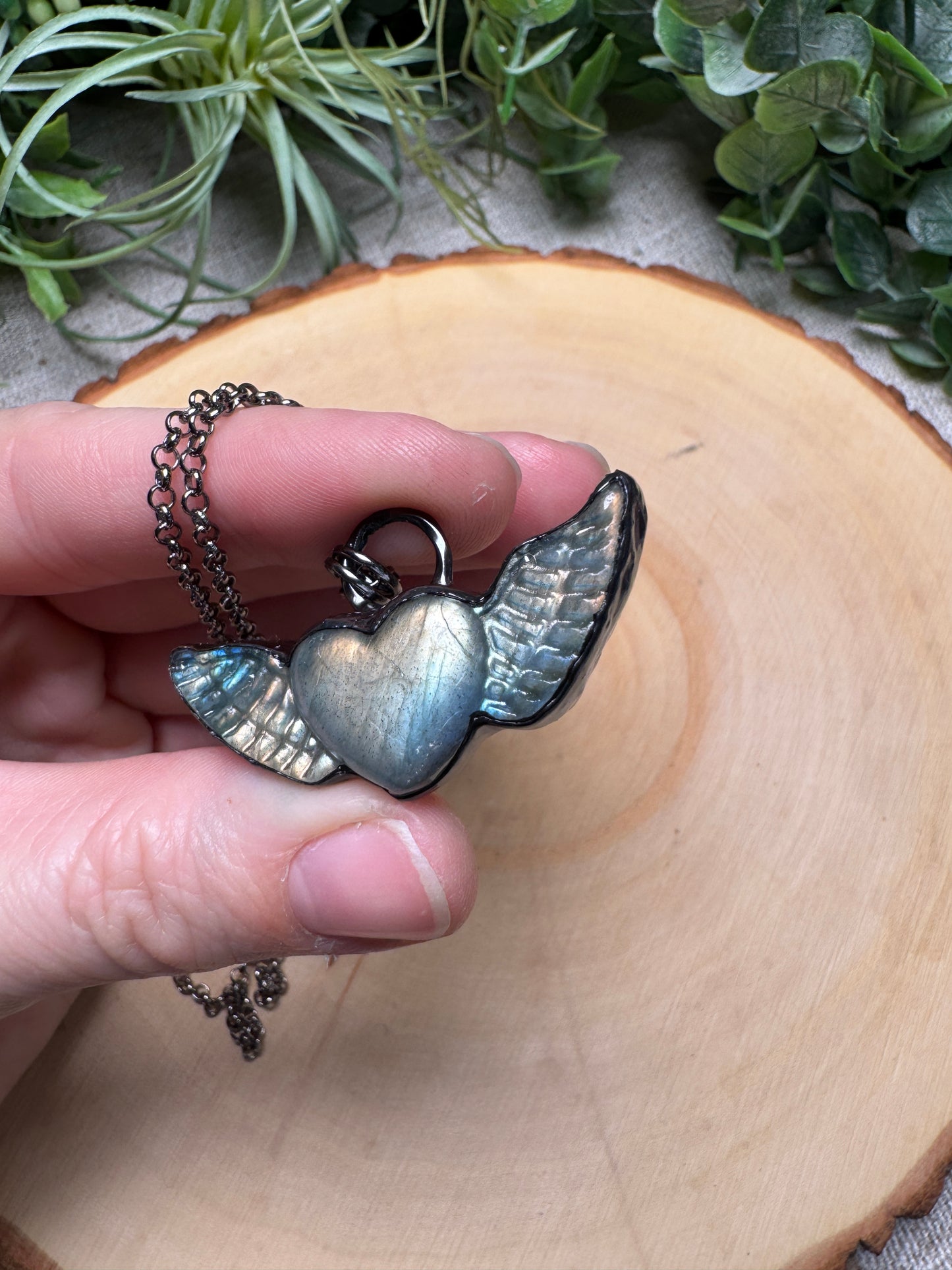 Labradorite Angel Heart Necklace