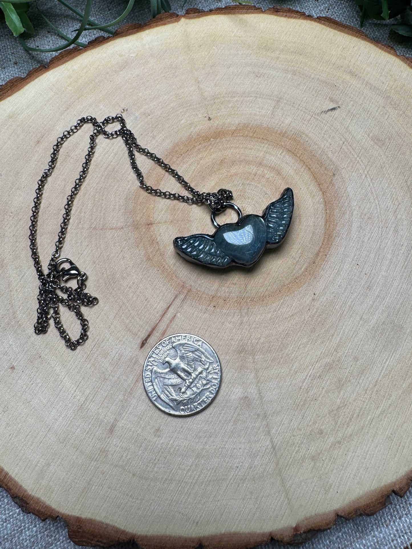 Labradorite Angel Heart Necklace