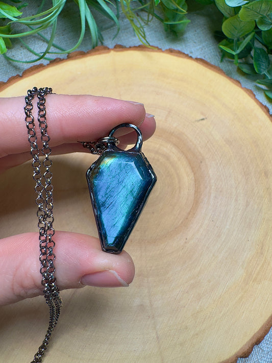 Labradorite Coffin Necklace