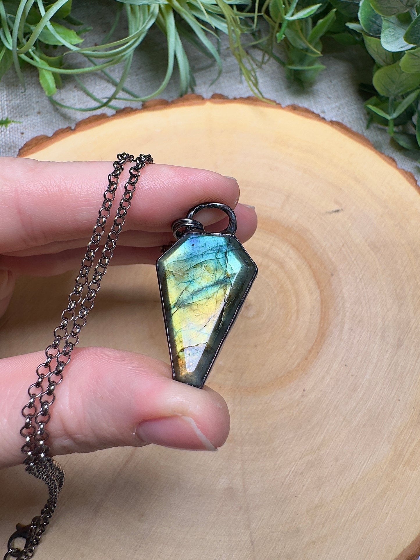 Labradorite Coffin Necklace