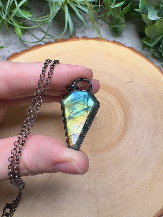 Labradorite Coffin Necklace