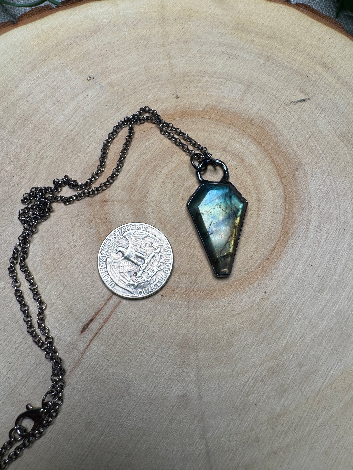 Labradorite Coffin Necklace
