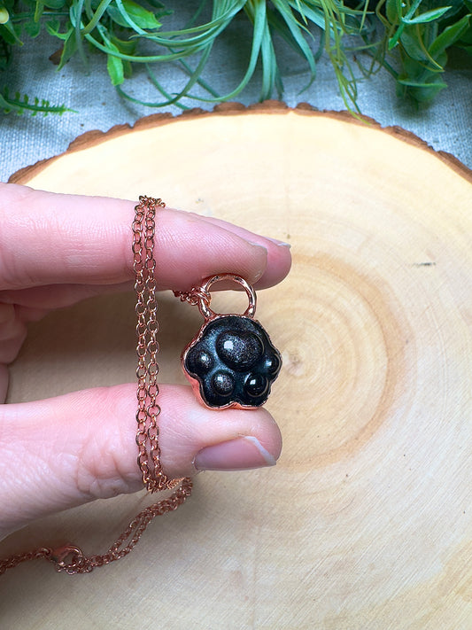 Silver Sheen Obsidian Paw Necklace