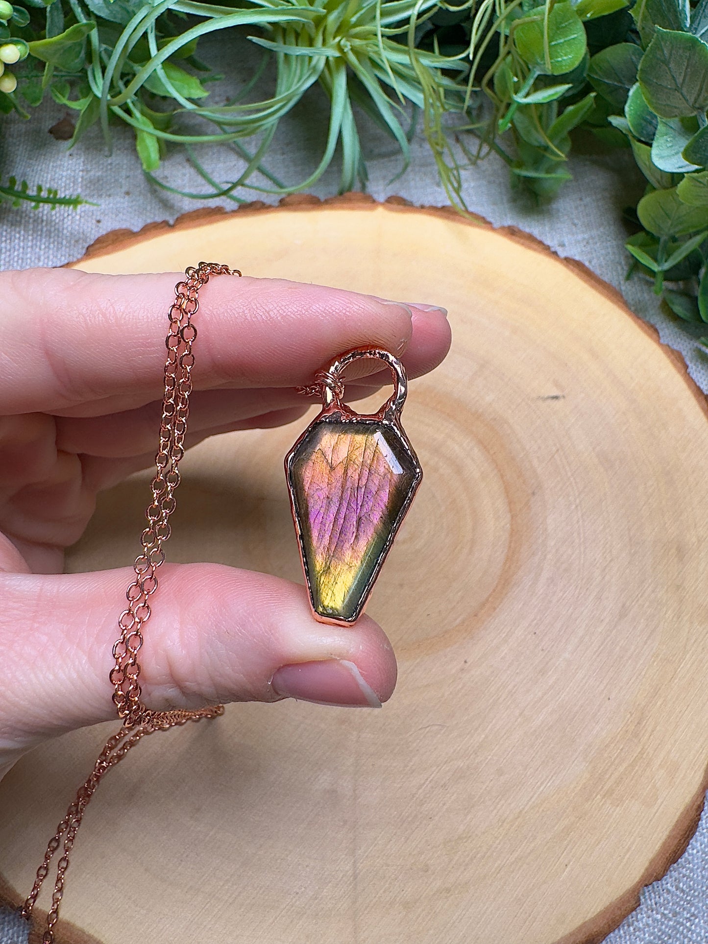 Labradorite Coffin Necklace