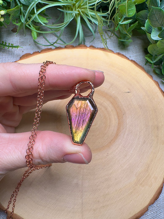 Labradorite Coffin Necklace