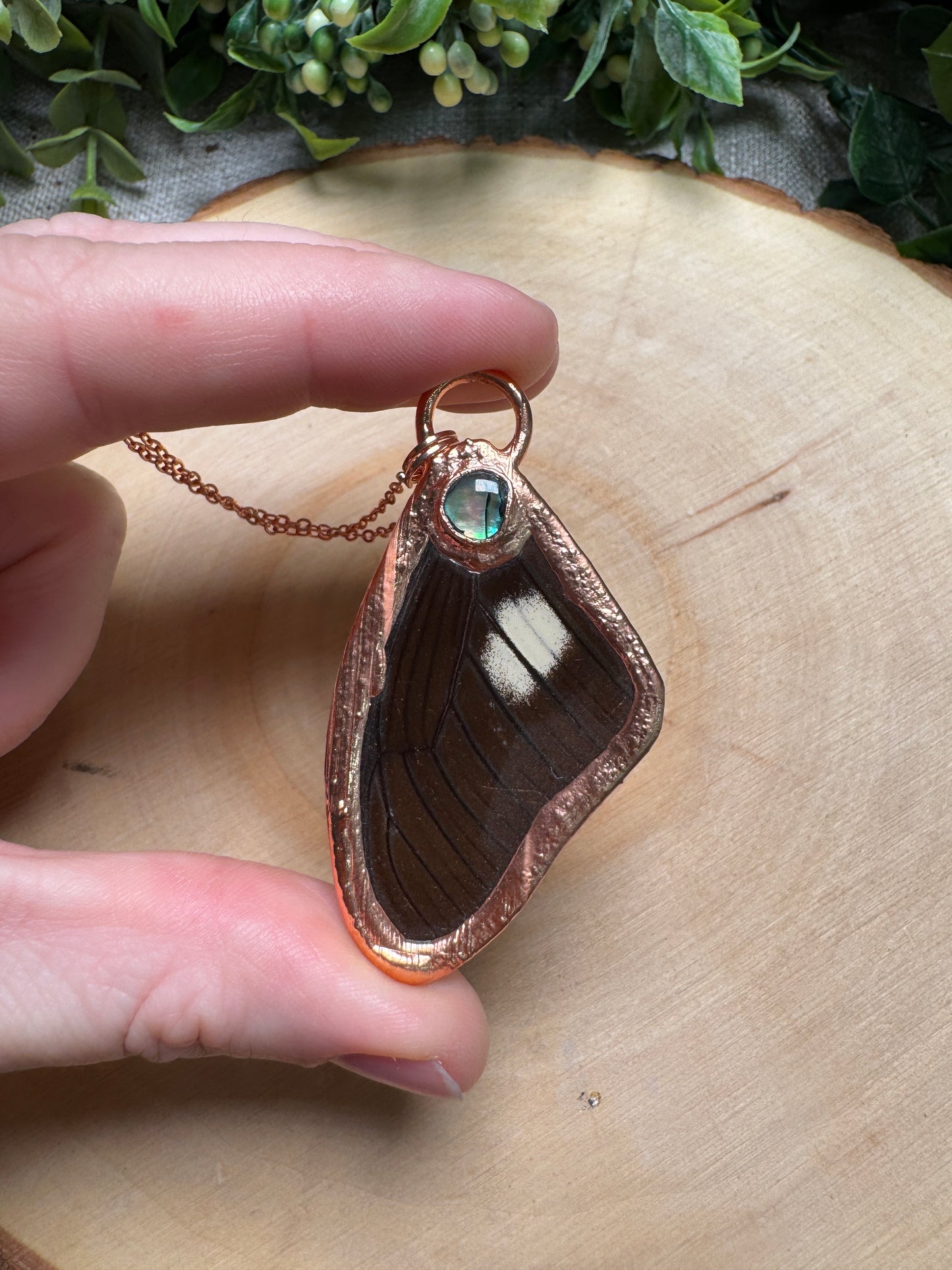 Butterfly Wing and Abalone Shell Necklace