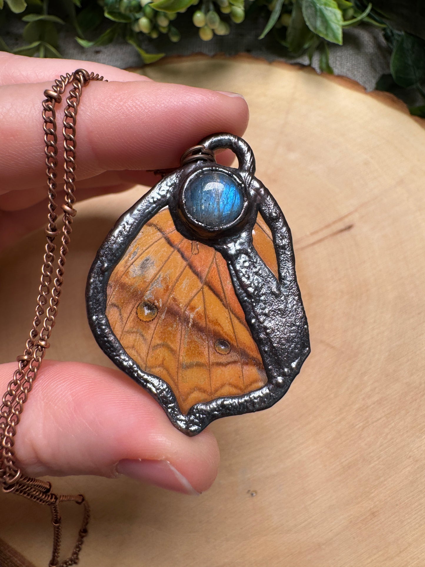 Butterfly Wing and Labradorite Necklace