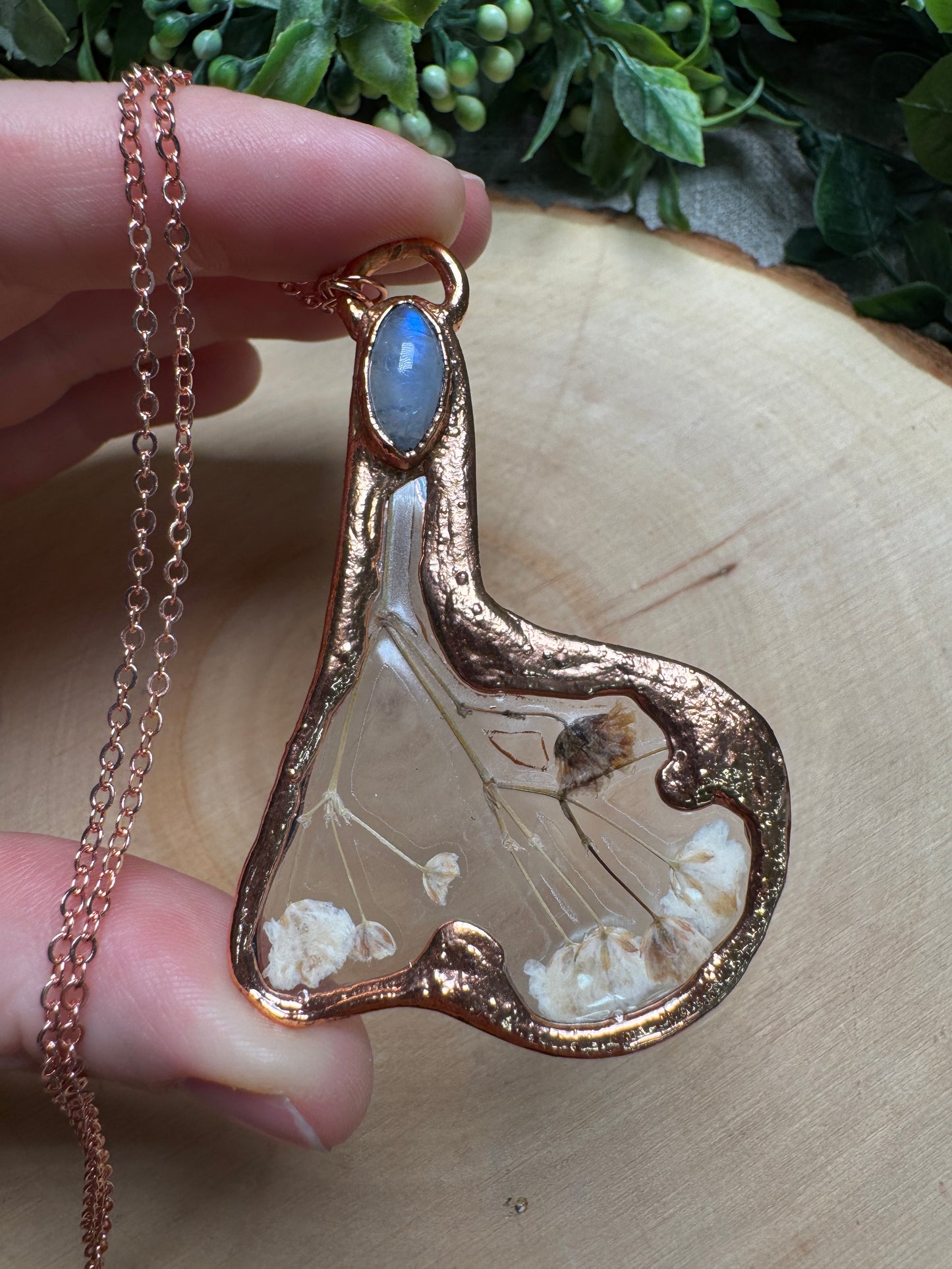 Baby's Breath and Moonstone Necklace (Imperfect)