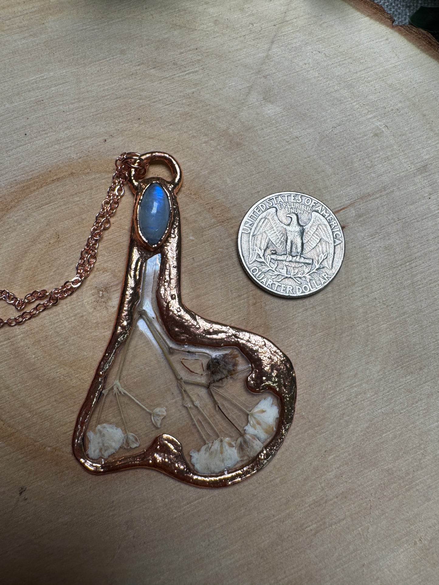 Baby's Breath and Moonstone Necklace (Imperfect)