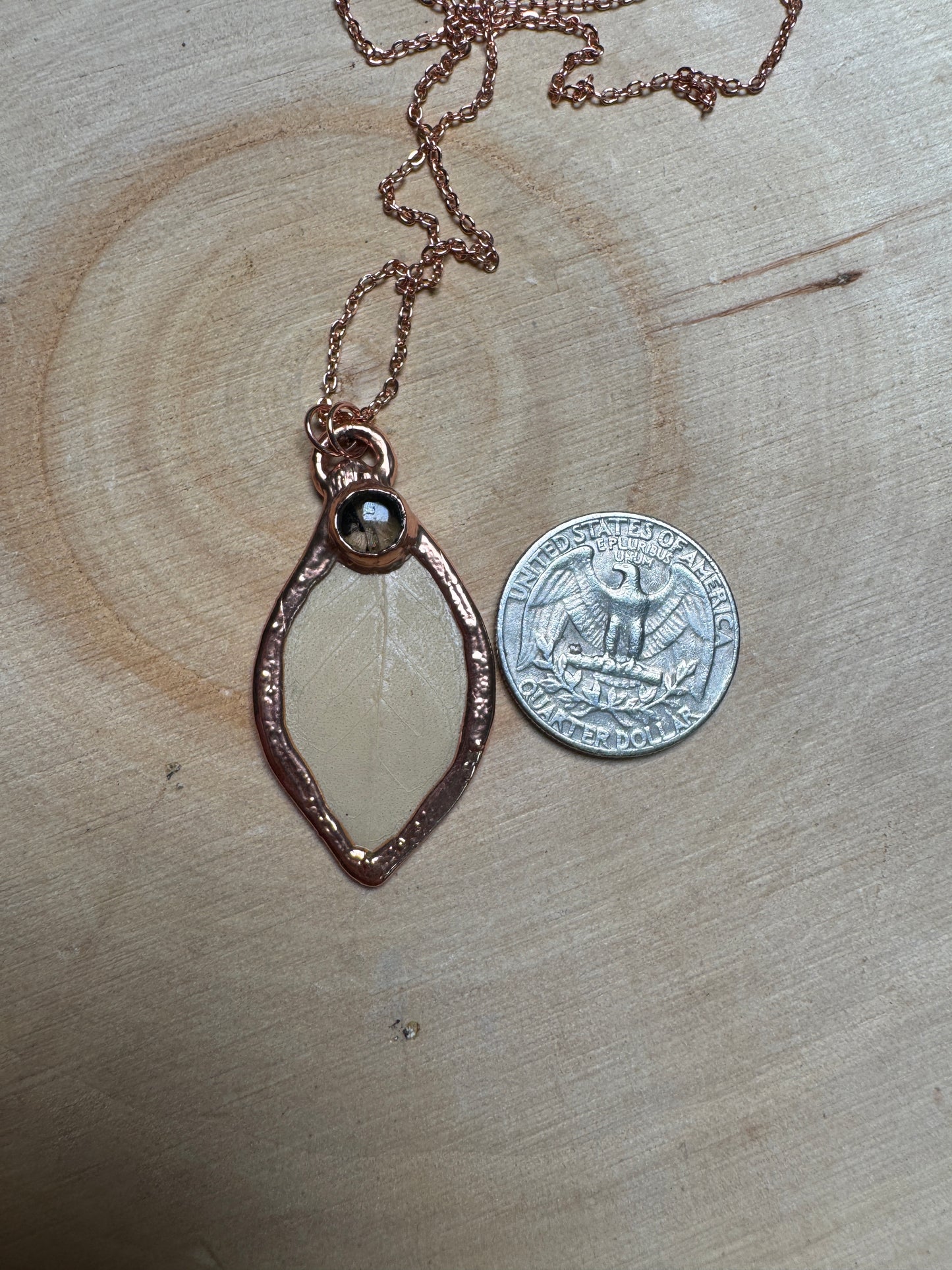 Leaf and Smoky Quartz Necklace