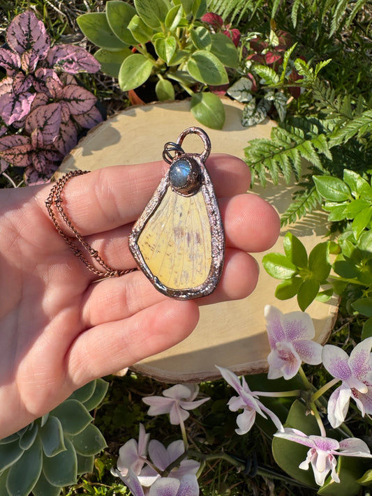 Labradorite and Imperial Moth Wing Necklace