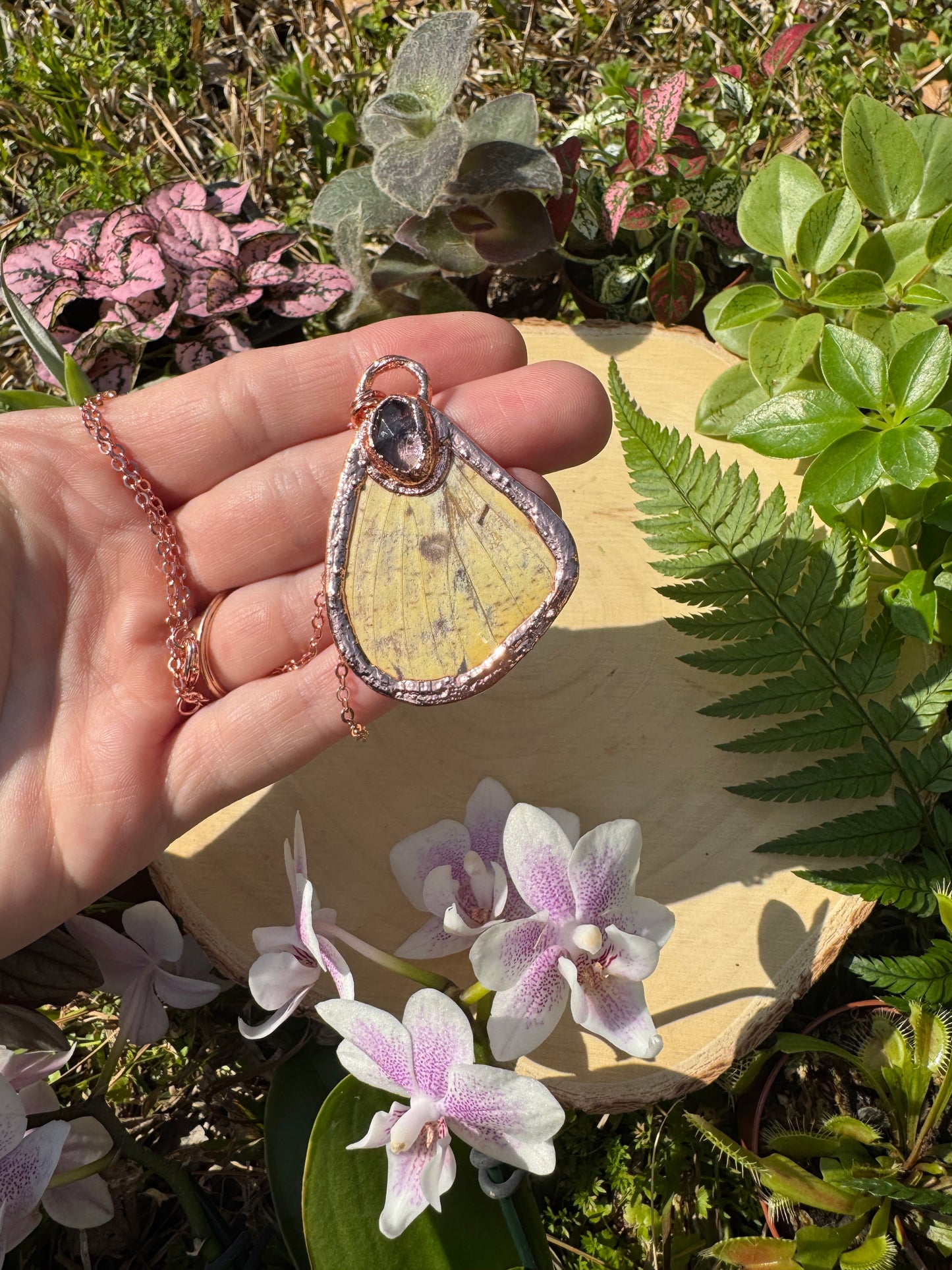 Amethyst Imperial Moth Wing Necklace