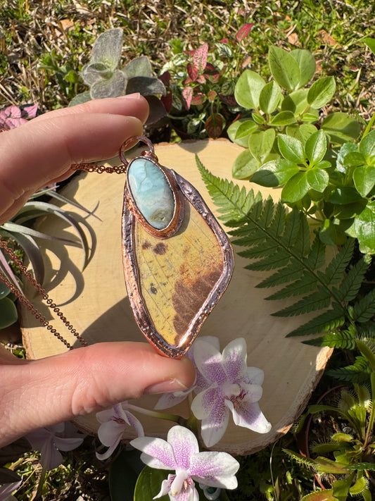 Larimar and Imperial Moth Wing Necklace